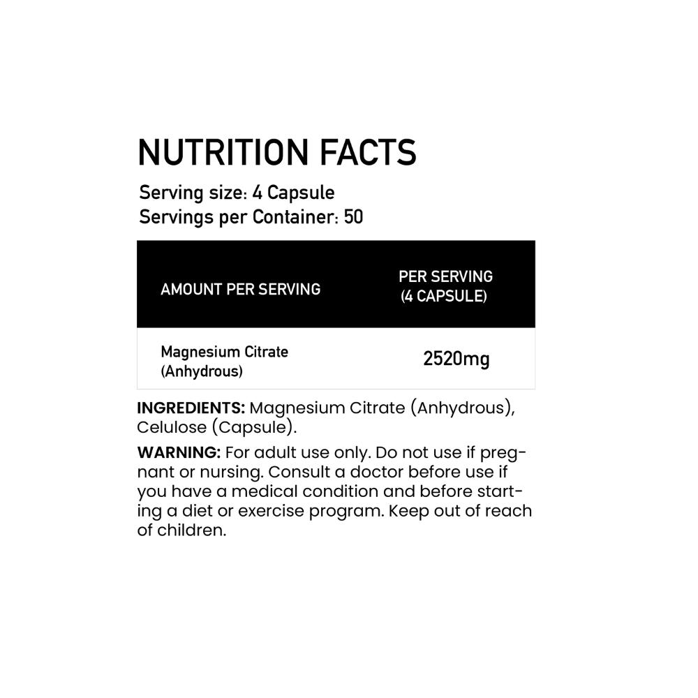 Magnezijum citrat Basic Supplements 200 veganskih kapsula visok kvalitet