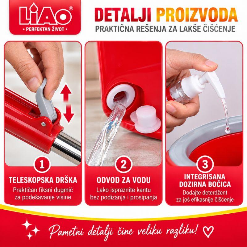 Rotirajući mop sa kofom na točkiće LIAO T130016