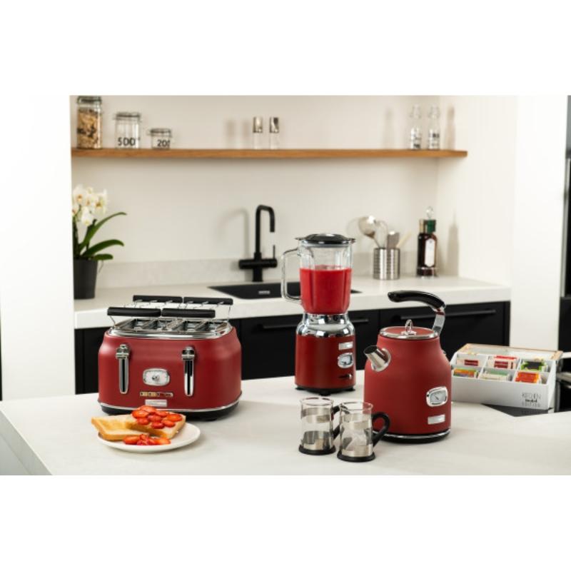 Westinghouse retro blender WKBE221RD crveni, 600W, staklena posuda 1.5L, inox sečiva, lomljenje leda